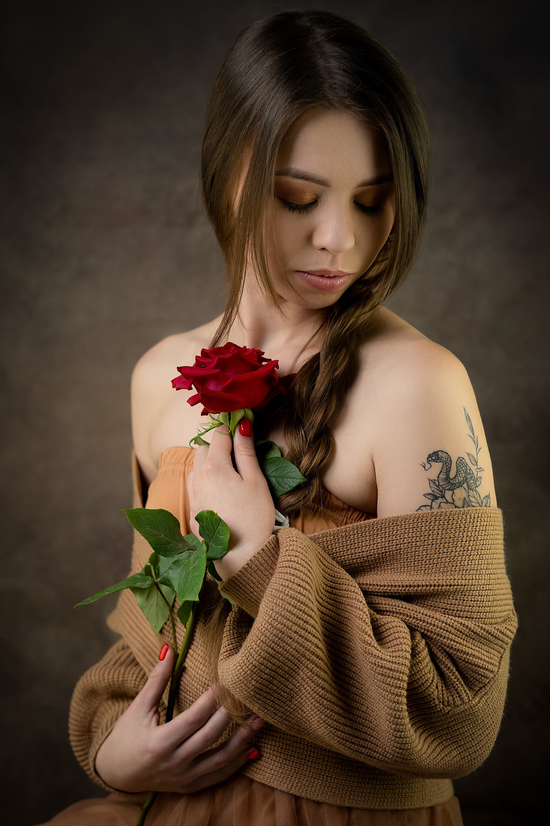 Sesja Studyjna Paulina stylizacja róża fineart